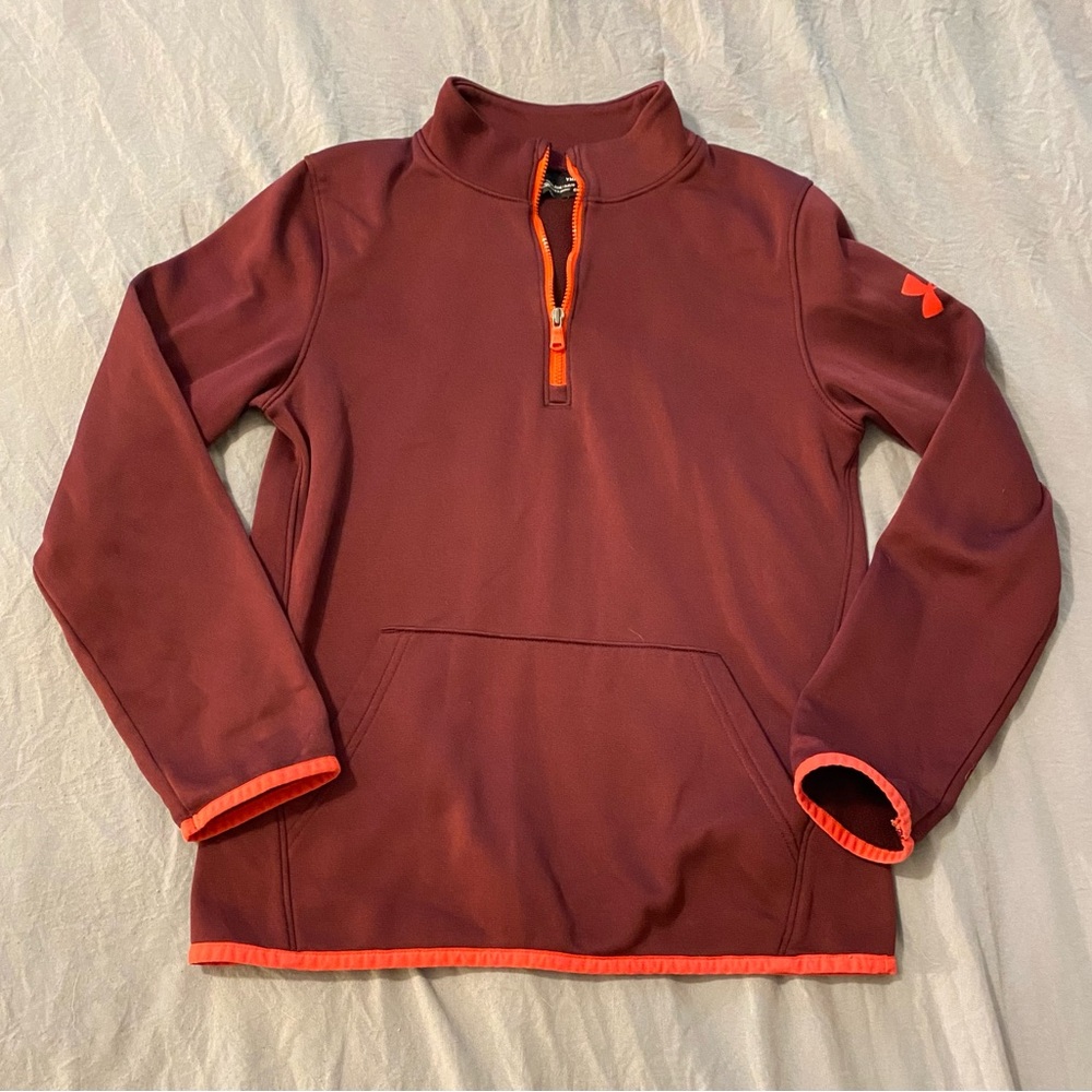 Under Armour 1/4 Fleece‎ Maroon And Red Youth Medium